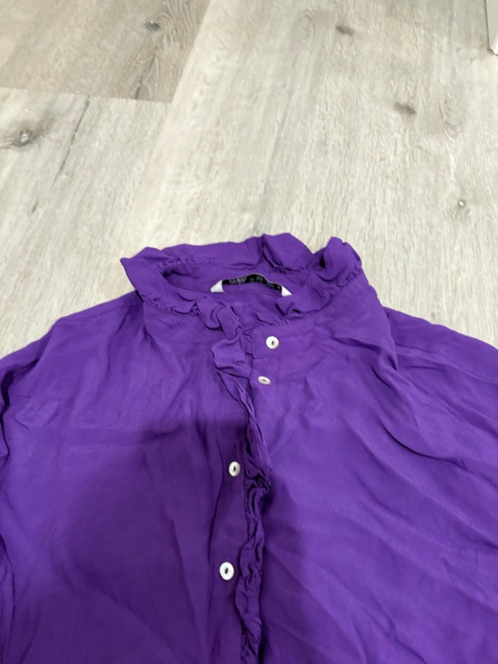 Vivid Purple Ruffled Button-Up Blouse - Picture 2 of 2